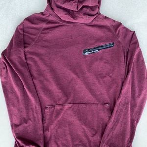 American Eagle Maroon/Burgundy Drawcord Hoodie Long Sleeve Lightweight Sz Large